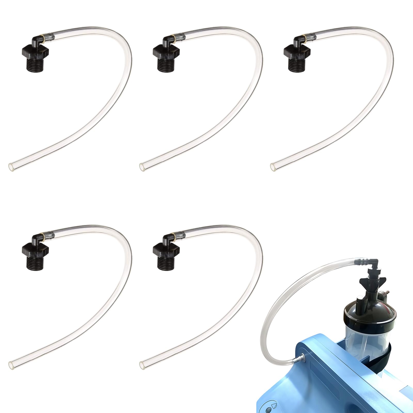 Photo 1 of Humidifier Bottle Connecting Tube Compatible with EverFlo 5L Oxygen Concentrator, O2 Generator Humidifier Water Cup Adapter Elbow, 12"L, 5 Pcs
