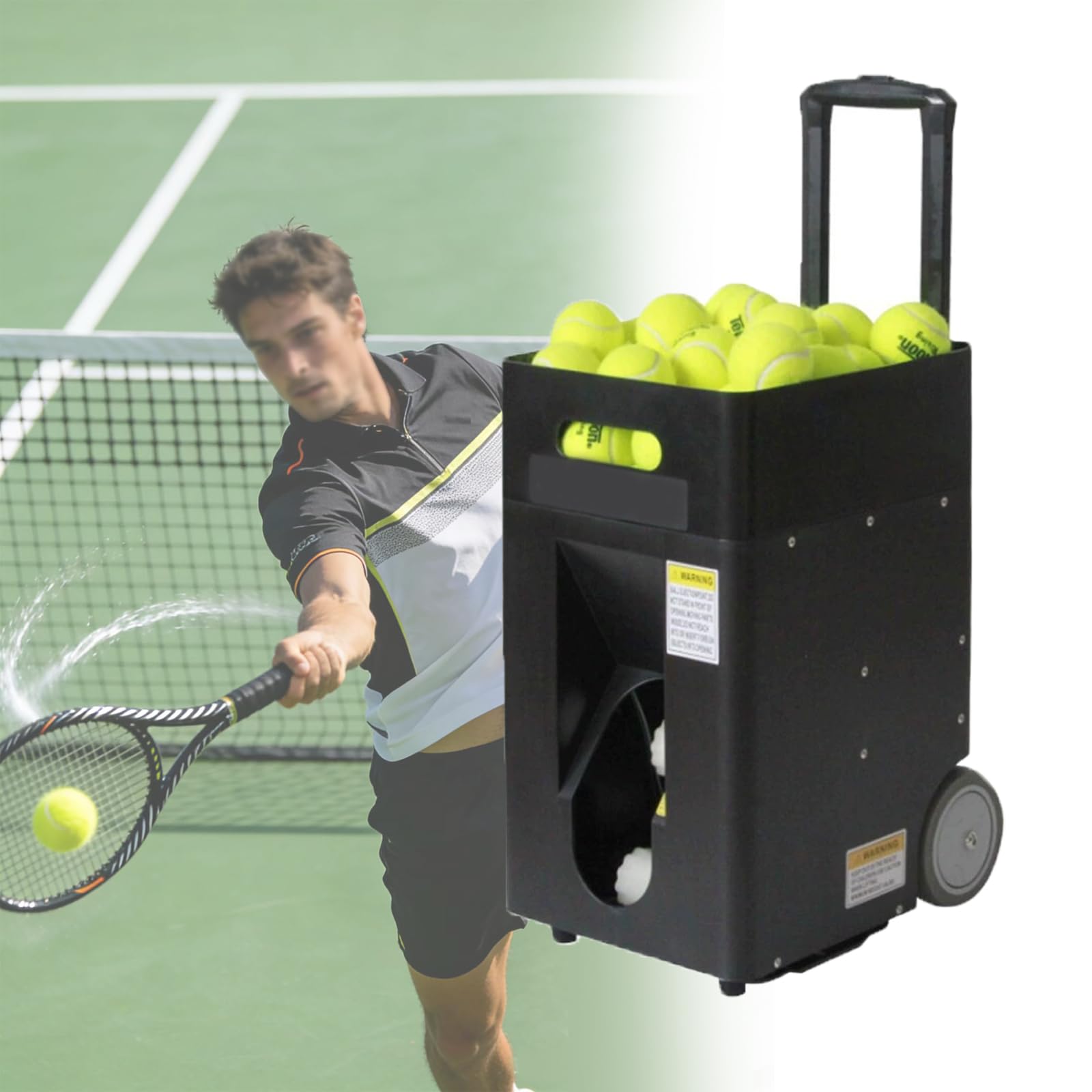 Macchina Lancia-Palline da Tennis per Allenamento, Lancia-Palline Automatico, Macchina Multifunzionale per L'Allenamento del Tennis, Controllo Tramite App E Telecomando