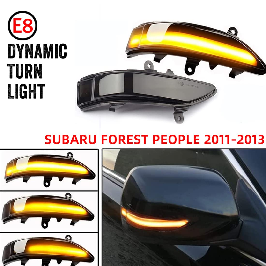 Dynamiczny kierunkowskaz Lusterko wsteczne Przydymione soczewki Kierunkowskaz Kierunkowskaz LED Turn Singal Migacz Kompatybilny z Subaru Outback Legacy 2008-2011