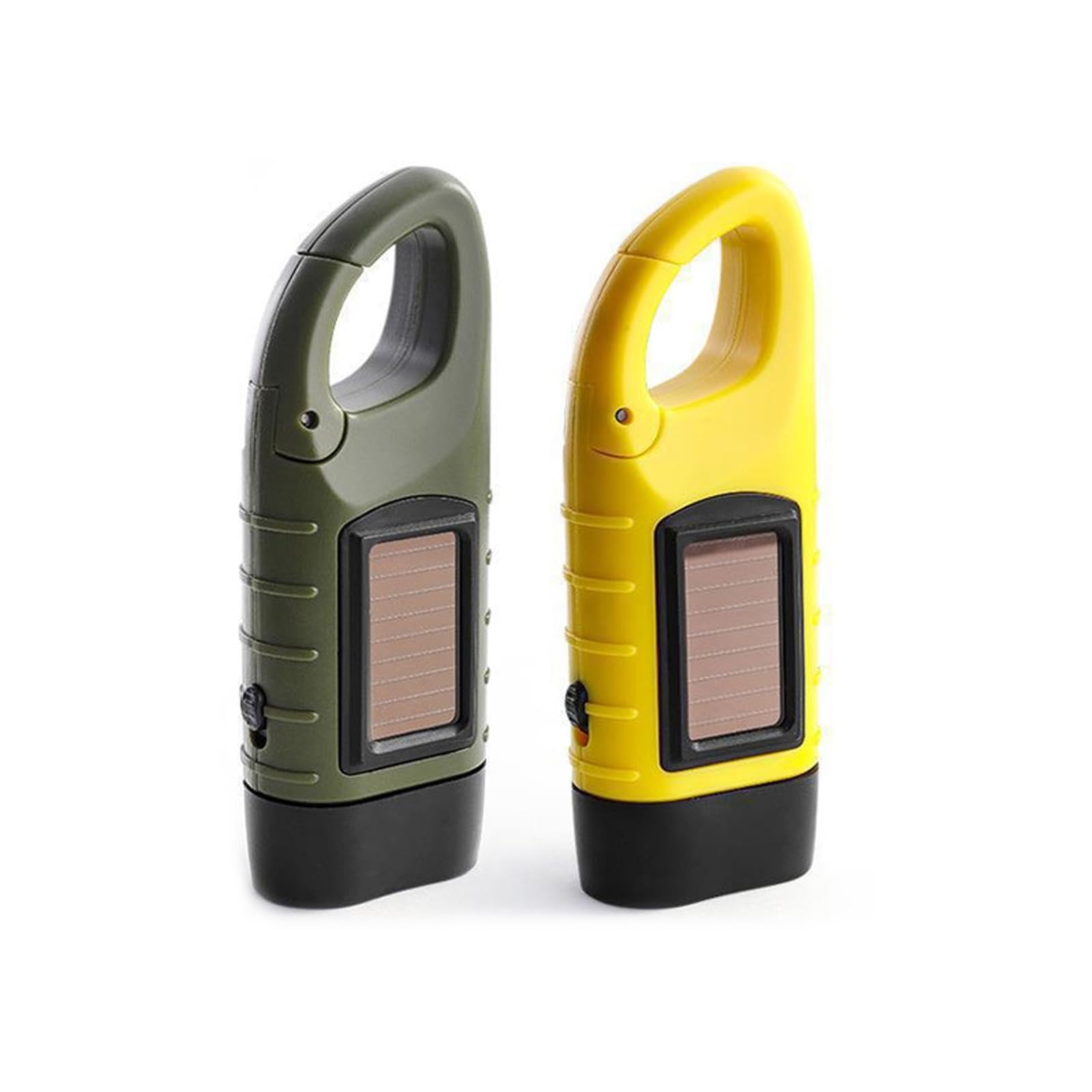 ForestM 2-Pack Solar Torch, LED Hand Crank, Wind Up Torch, Super Bright Emergency Flashlight with Carabiner Hook, Portable Camping for Hiking, Outdoor, Survival Gear