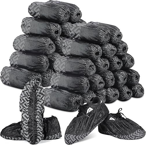 300 copriscarpe usa e getta, antiscivolo, per interni, per pavimenti e tappeti, taglia unica, colore nero, Nero , Taglia unica