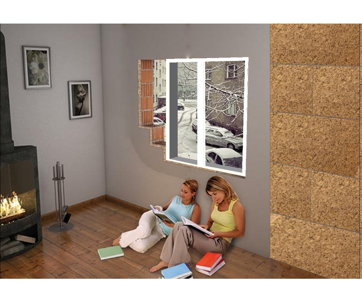 FUTURAZeta Pannelli Sughero Biondo Naturale (Spessore 4cm) Pannelli Isolanti Termici per Interni ed Esterni, Pannelli di Sughero per Pareti per Isolamento Termico ed Isolamento Acustico (8)