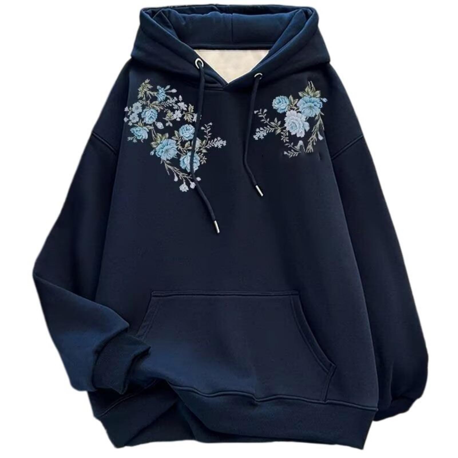 Męska bluza z kapturem z nadrukiem w stylu amerykańskim, luźny krój, bluza polarowa z dekoltem w serek