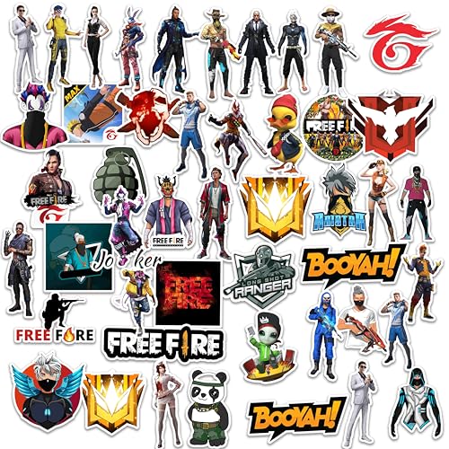 Image of Free Fire Game Stickers - 50+ Waterproof Vinyl Decals for Laptops, Phones, Bottles, Bikes & More - Gamer Merchandise & Gifts