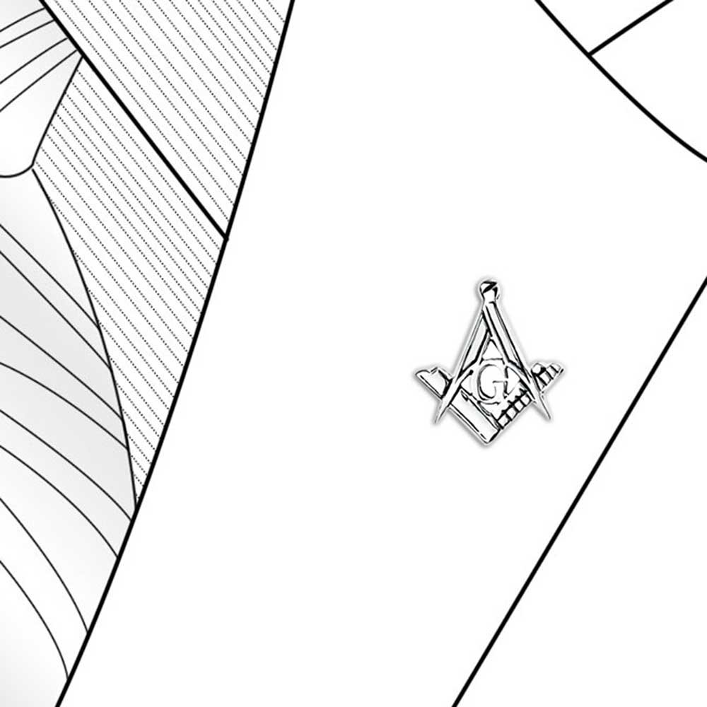 Unisex Compass Masonic Freemason Push Pin Pendant Stud Earrings For Women Oxidized .925 Sterling Silver