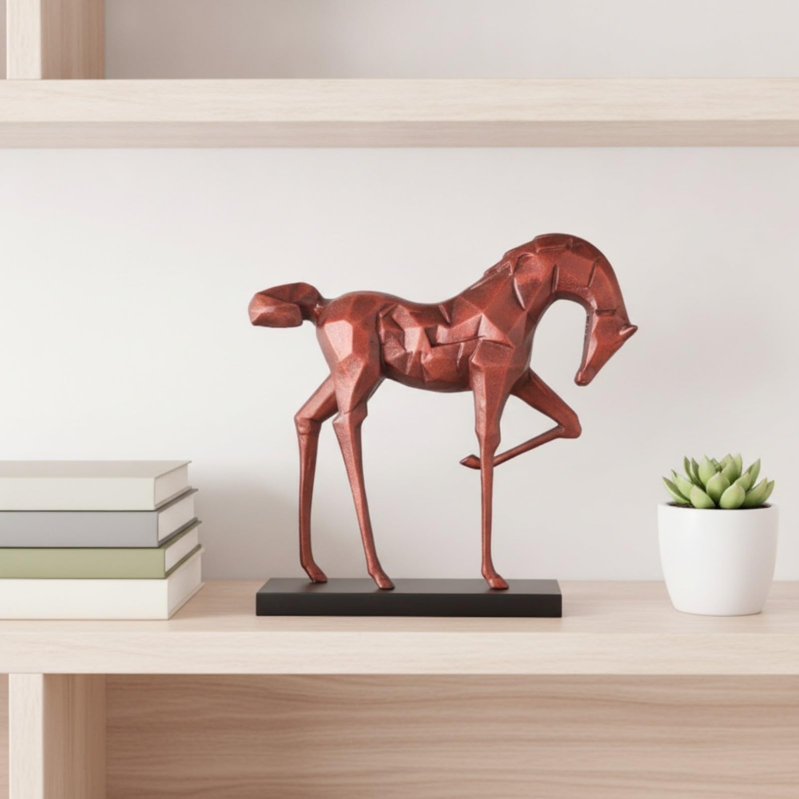 KESOTO Estatua Geométrico Metálica | Estilo Abstracto Contemporáneo, Escultura con Base Rectangular, Elegante, para Salón, Oro