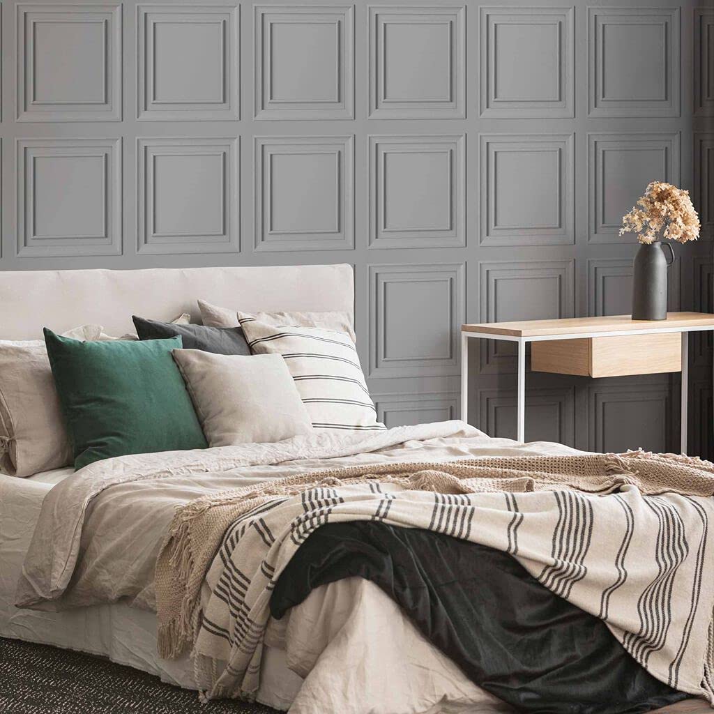 Fresco Grey Wood Panelling Wallpaper | Square Panelled Wallcovering | Eco-Friendly WallpaperThe Forest Stewardship Council