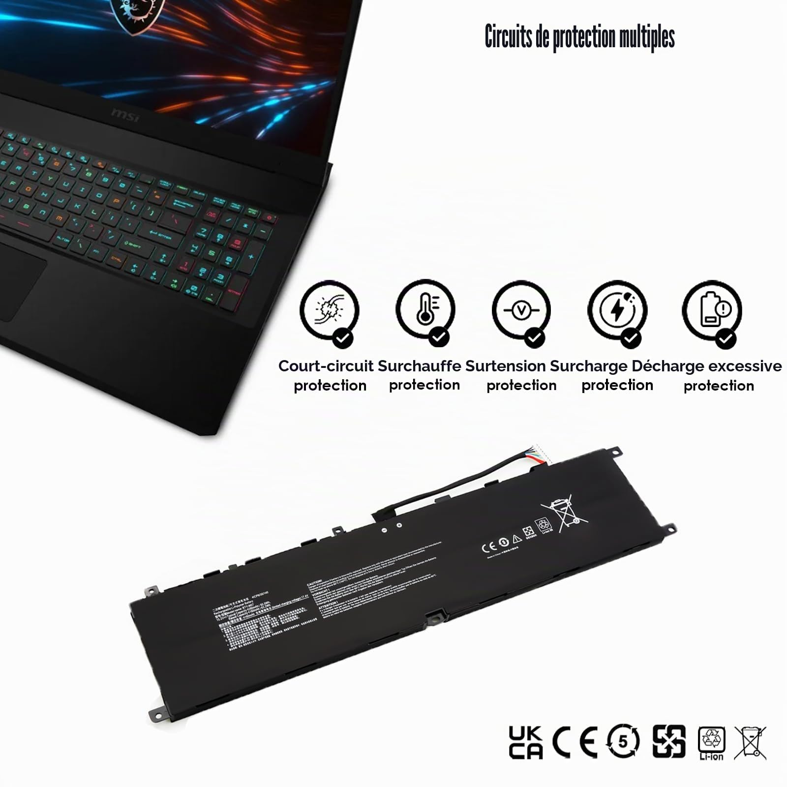 BLESYS 65Wh BTY-M57 Batterie pour MSI GP66 GP76 Leopard 10UE 10UG 10UH 11UE 11UG 11UH pour Vector GP66 GP76 12UE 12UG 12UH 12UGS 12UHS 12UHSO 12UEO 12UGSO GP66HX GP76HX 12UGS 12UHS Series