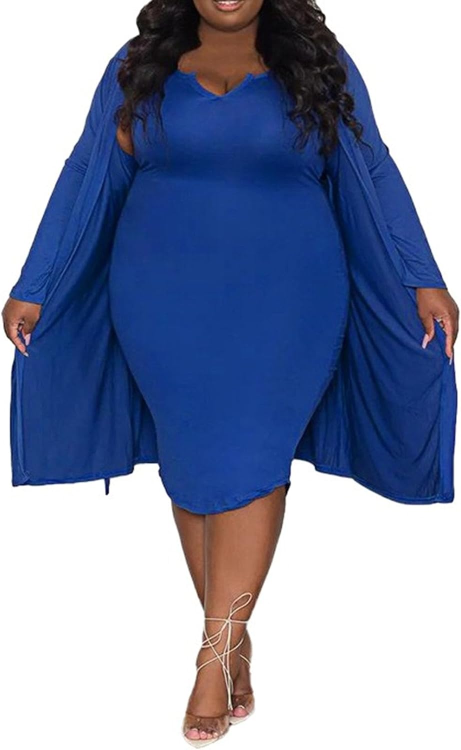 Women's 2 Piece Bodycon Sweater Outfits Set Winter Long-Sleeved Tank Skirt Maxi Long Knit Dresses Cardigan Coat
