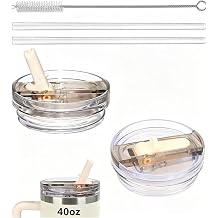 2 Pack Replacement Lid for Stanley 40 oz Quencher H2.0 & ProTour, Flip Straw Tumbler Lid for Stanley Cup, Leakproof, No Spill & Easy to Use Reusable Tumbler Cover Cream White