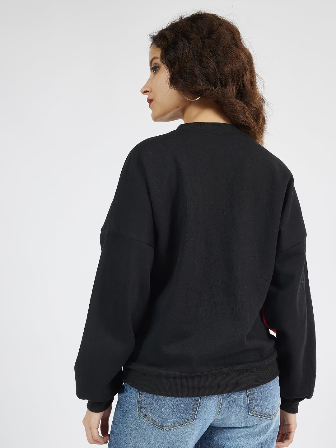 Athena Lifestyle Women and Girls Cotton Regular Long Sleeves Colourblocked Round Neck Ribbed Knitted White Casual Sweatshirt 1
