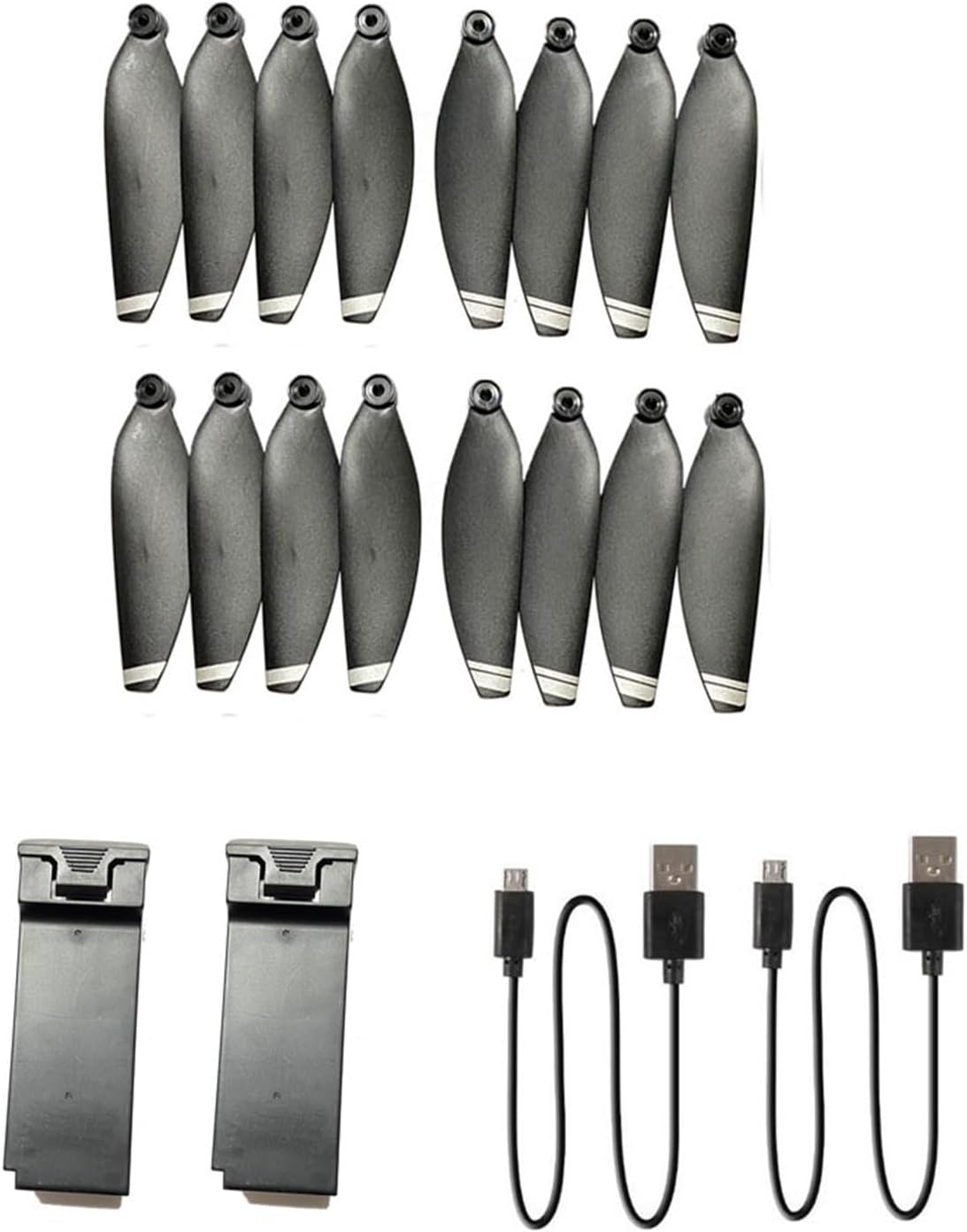 VERBANA Drone Propeller Kit, L700 Pro Rc Drone Lipo Battery with Propellers Blades Kit Spare Part for L700 pro Drone Quadcopter Accessoreis Part (Color : 2 Black Battery kit)