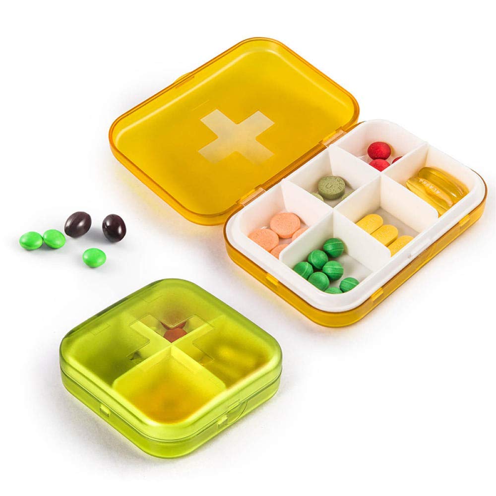 Pastillero Organizador Se Puede Utilizar En Carteras Y Bolsillos Dispensador De Pastillas Caja Semanal Caja 6 Cuadrícula Naranja