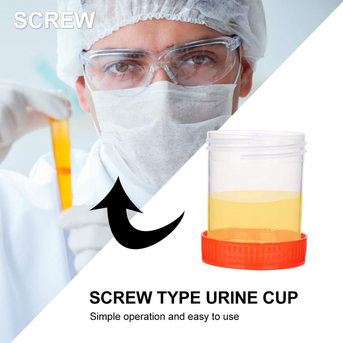 50 Stücke Sterile Probenbecher mit Deckel Urinbecher Urinprobenbecher Aufschraubdeckelbehälter Transparente Einweg Plastik Messbecher 40ml(Zufällige Farbe)