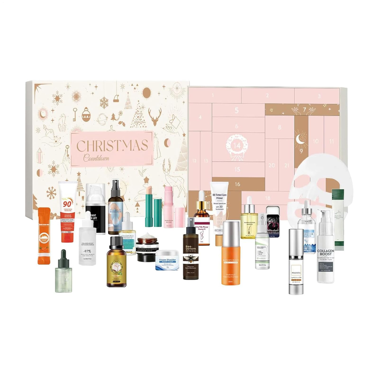 Adventskalender 2025 – 24 Türchen mit verwöhnenden Überraschungen, Weihnachtskalender mit Pflegeprodukten, Pflegeset für die Adventszeit, Beauty Geschenk für Frauen & Mädchen