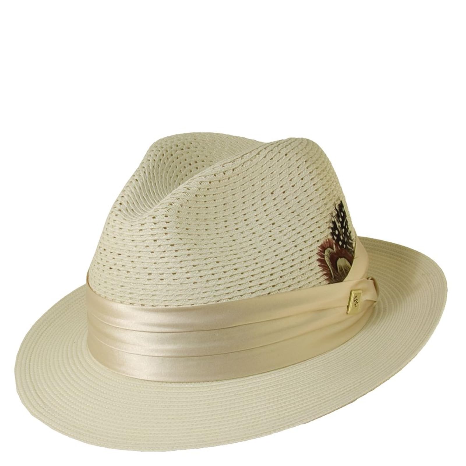STACY ADAMS Men's Pinch Front Solid Vent Paper Milan Hat (XL, Beige)