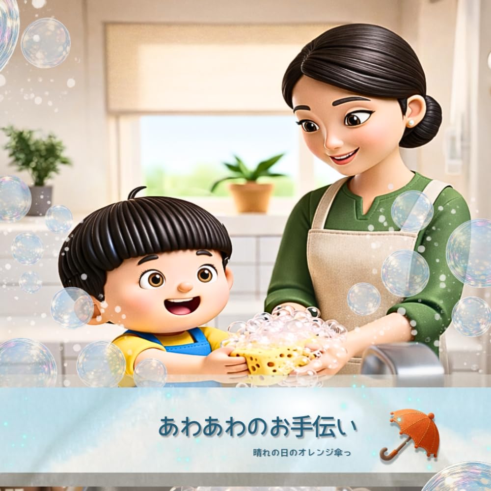 【AI絵本】【AI Storybook】あわあわのおてつだい（3歳4歳5歳6歳向け）子供向け　寝かしつけ絵本　おてつだい　おさらあらい: AI生成絵本・読み聞かせ絵本