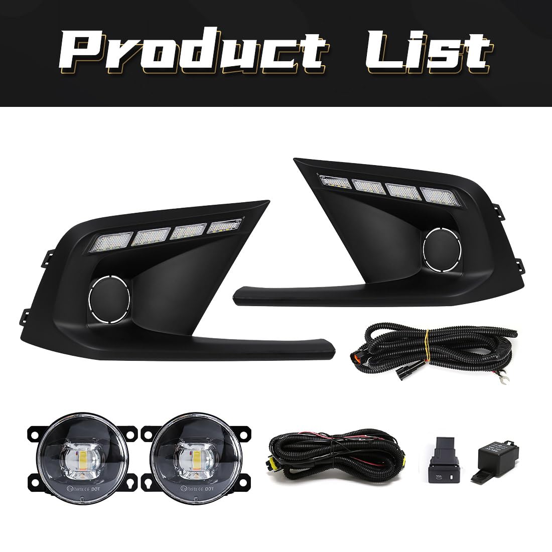 AFOGGEST Daytime Running Light For Honda Civic 2021-2023 Fog Light Replacement Tri-Colors DRL with White LED Lamp Blub Replacement Light