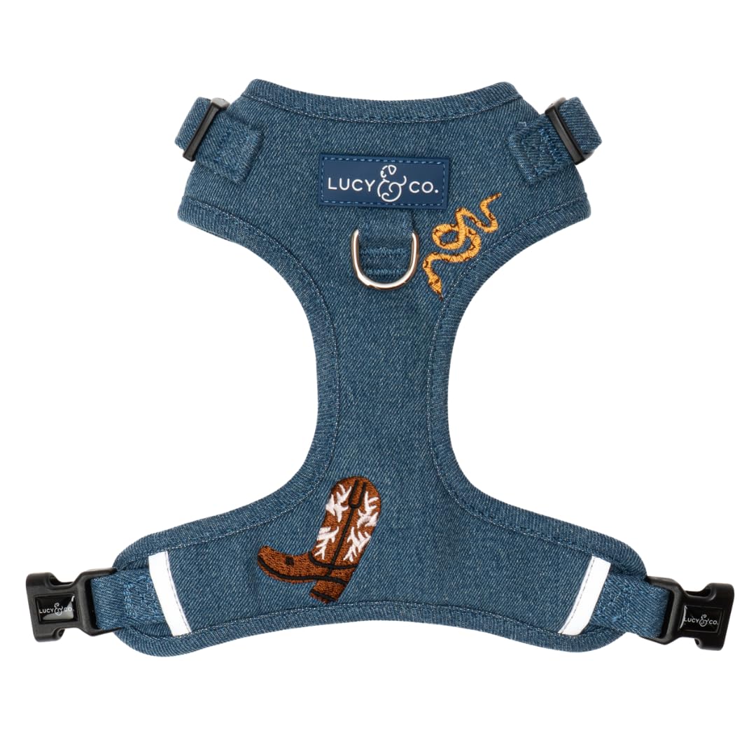 Lucy & Co. The Giddy Up No-Pull Dog Harness for Dogs – Vest to Stop Pulling & Walk Easy – Comfortable Leash Training Product w/Adjustable Chest & Neck Straps - Blue Demin Cowboy - X-Large — image 1