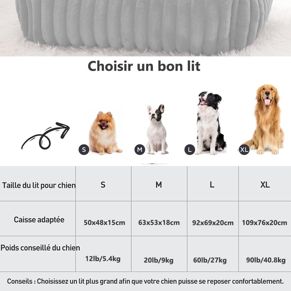 Lit pour Chien Orthopedique Dehoussable,Panier pour Chien Antidérapant,Canapé Lavable,Coussin Chiens pour Petits Chiens et Chats,Poignée de Transport Facile (Brun Clair,63 * 53 * 18CM)