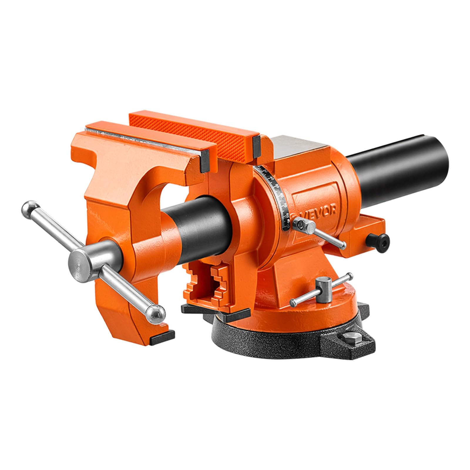 VEVOR Morsa da Banco per Falegnami Larghezza Ganasce 150mm Girevole a 360° | Per Lavorazione del Legno Foratura Taglio Tubi, Materiale in Ghisa Sferoidale, Profondità di Gola 71mm Apertura Ganasce 155mm