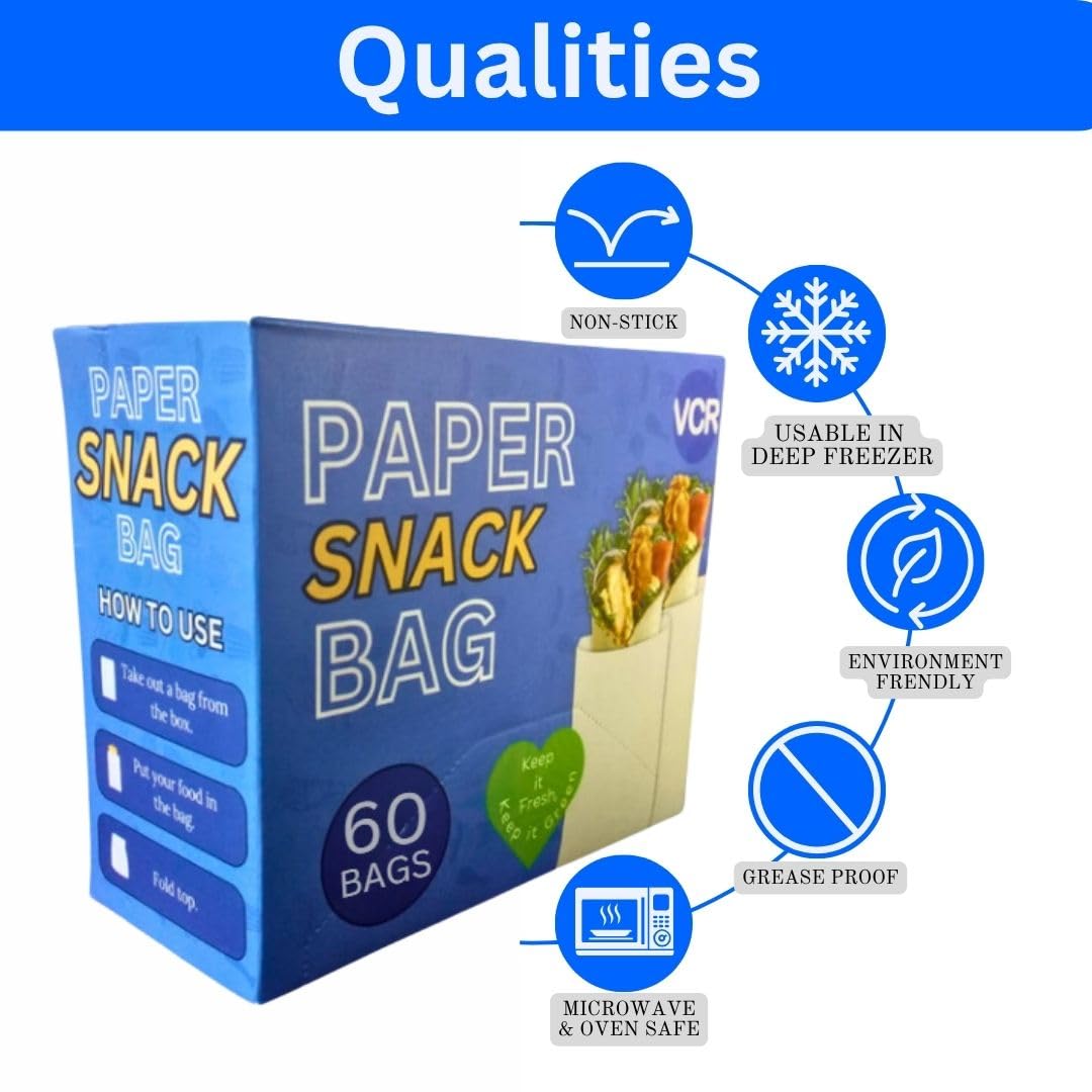 VCR Paper Snack Bags - 120 Pack for Baking & Storage -3