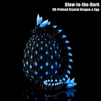 3D Printed Dragon Eggs Mystery Dragon Egg Articulated Animals Glow in The Dark Fidget Toy Crystal 3D Print Dinosaur Eggs for Kids Boys Girls Home Decor
