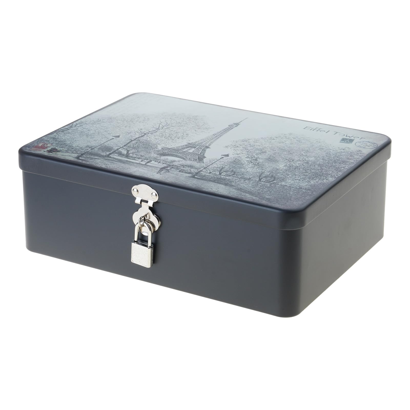 Carotoe Brown Metal Locking Storage Case Portable Desk Organiser For Jewelry Stationery Keepsakes Secure Privacy Protections Jewelry Documents Organiser
