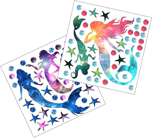 Hohopeti 2 Sheets Mermaid Wall Sticker Dot Wall Mural Underwater Ocean Wall Sticker Ocean Theme Sticker Wall Decals Mermaid Door Stickers Children's
