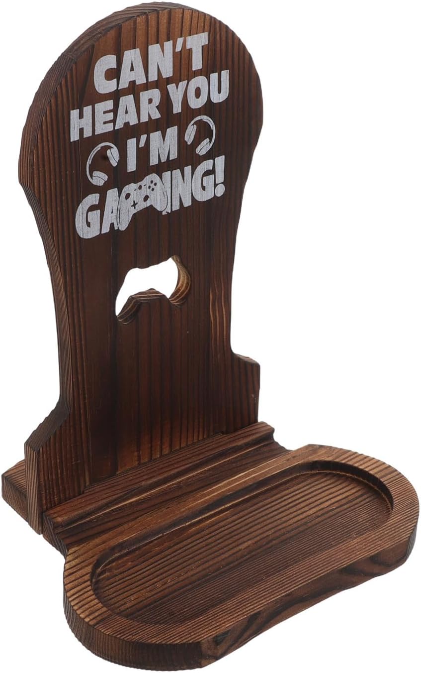 Levemolo Headset Secure Tray Wooden Stand Base with Storage Gaming Fit and Creative Display Design for Over-ear Headphones Desk