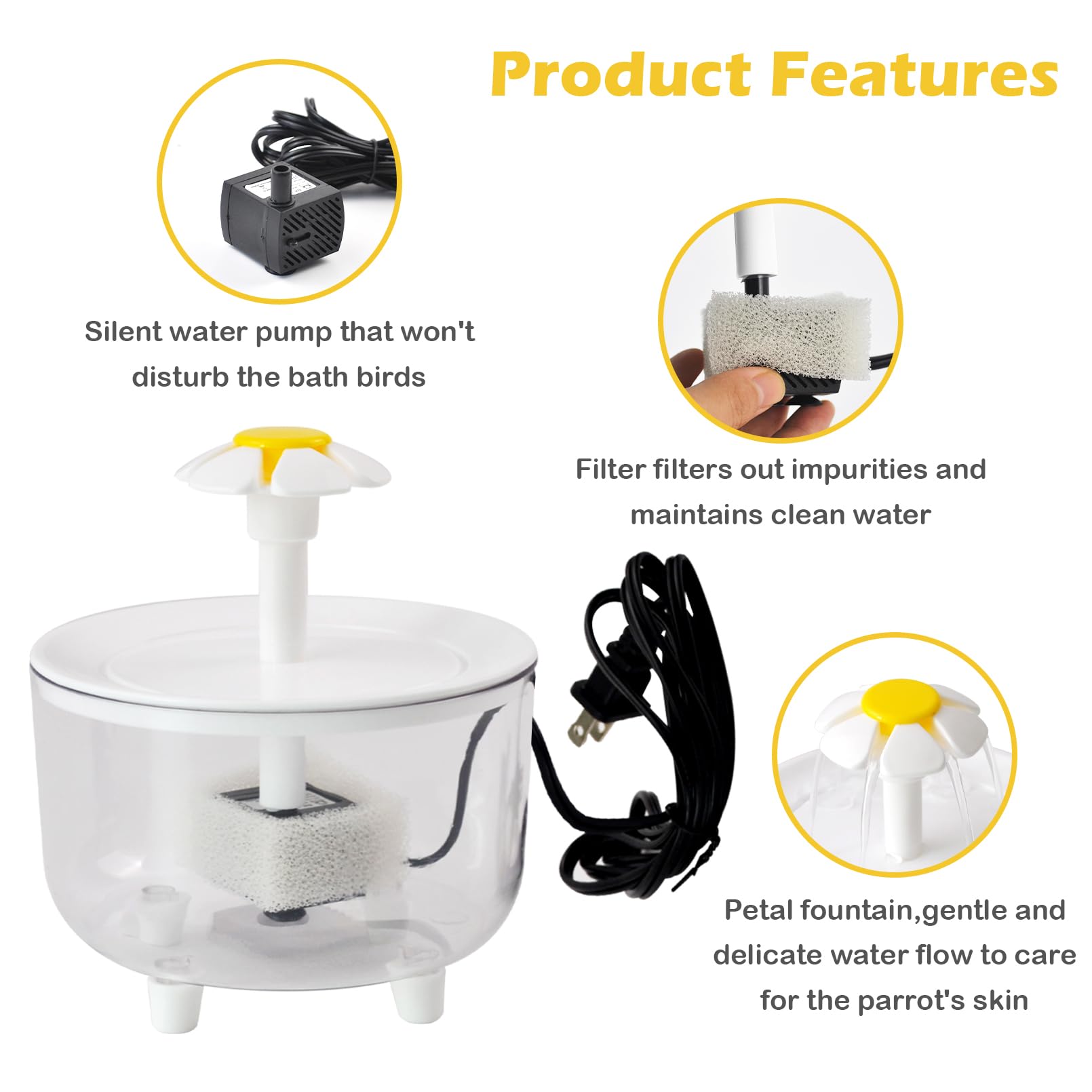 Automatic Parrot Bath,Bird Bathing with Fountains Circulating Filter Cage Cockatiel Bath with Pump Bird Bath Shower for Indoor Parakeets Budgie Cockatiels Small Feathered Pet - image 5