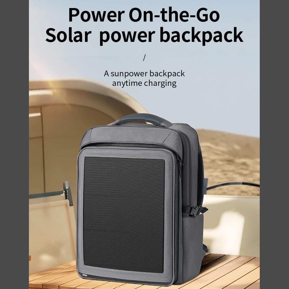 Zaino di energia solare, Caricatore dello zaino solare, Zaino del pannello solare 30W, con cerniere impermeabili, doppi pannelli solari, per campeggio, montagna