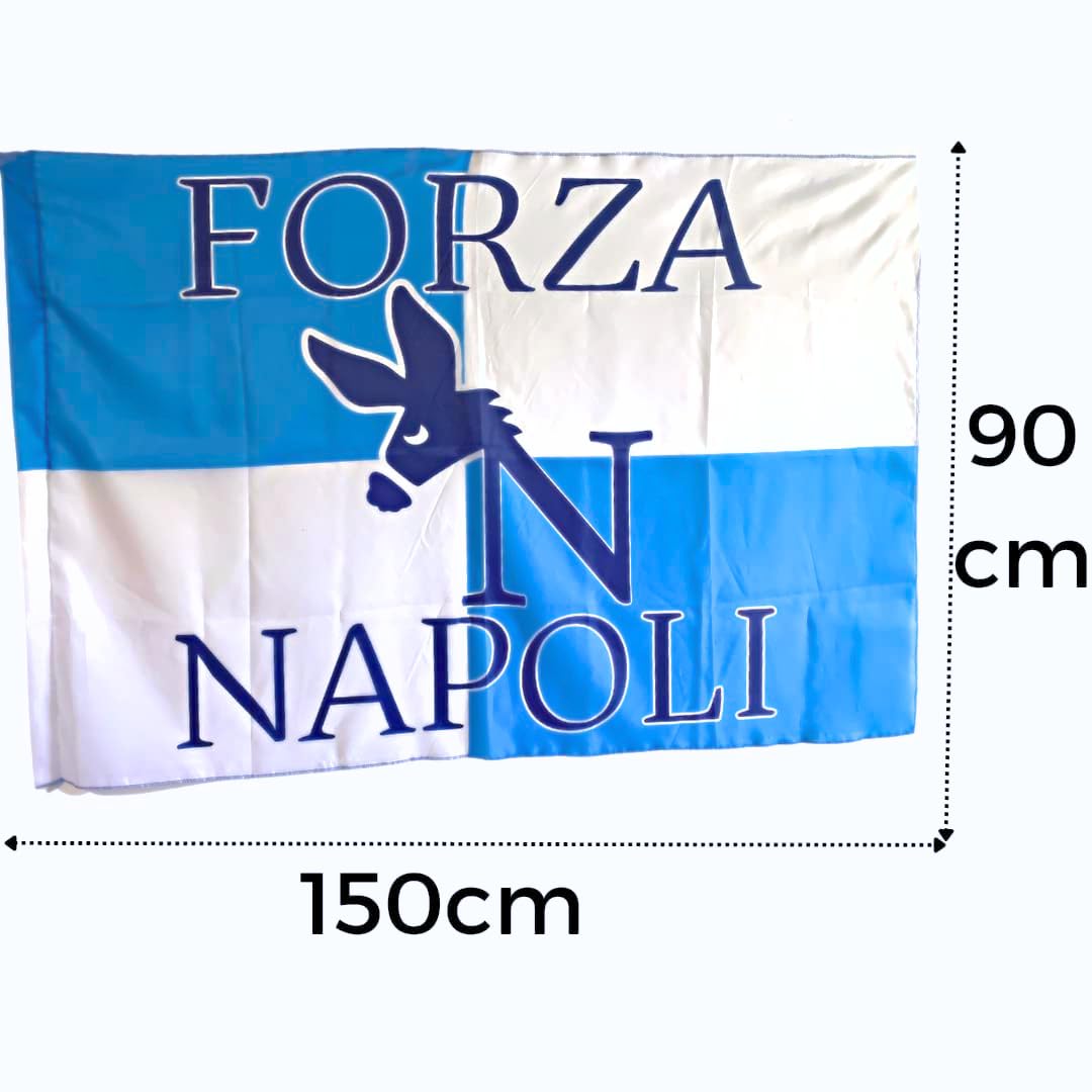 Drapeau et bandeau du Napoli – drapeau 90 x 150 cm avec boucle pour tige + collier Napoli 89 x 8 cm – fan championnat de football (drapeau + bande Naples)