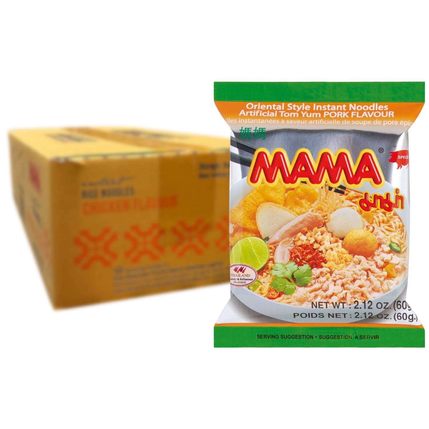 Mama Instant Noodles Tom Yum Pork Flavour - Thai Style Spicy Tangy