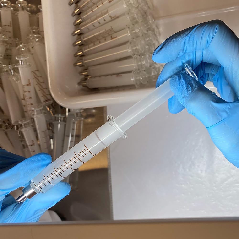 Kit 6 Siringhe in Vetro 30 ml per Analisi DGA Punta Metallo Luer Lock Riutilizzabile, Siringa Alta Precisione per Uso di Laboratorio Resistente a Oli, Inchiostri, Vernici, Made in Italy