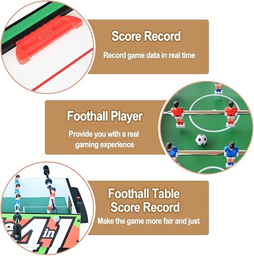 Miniatura 4 de vocheer Mesa de juego combinada, mesa de juego multifunción 4 en 1, mesa de hockey, mesa de futbolín con fútbol, mesa de billar, mesa de tenis de