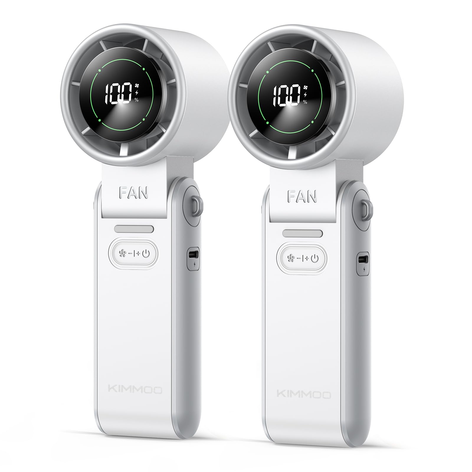 3-in-1 Portable Handheld Turbo Fan-100 Speeds, 20000 RPM, 12Hrs Cooling, Digital Display, 120° Rotation, USB Rechargeable Mini Hand Held Personal Fan for Travel, Makeup, Outdoor, Indoor (White*2)