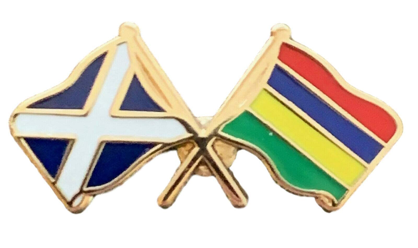 emblems gifts Scotland & Mauritius Flags Friendship Courtesy Enamel Lapel Pin Badge T1173