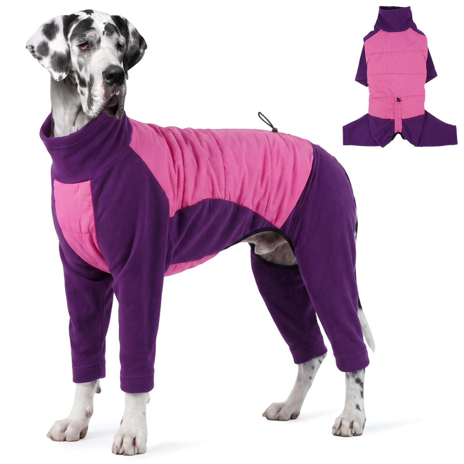 OUOBOB Dog Winter Coat Warm Fleece for Large Dogs Purple 2XL