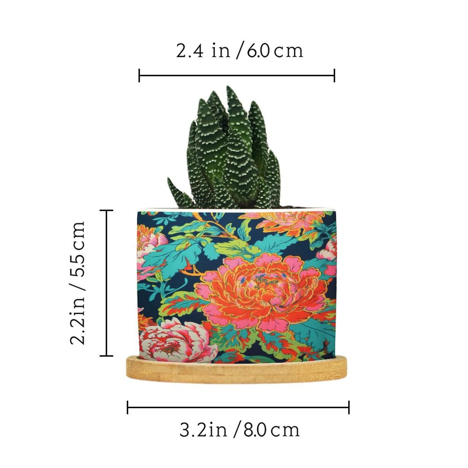 BRUYU5SE Blue Pink Chinoiserie Floral Ceramic Planter Snake Plant