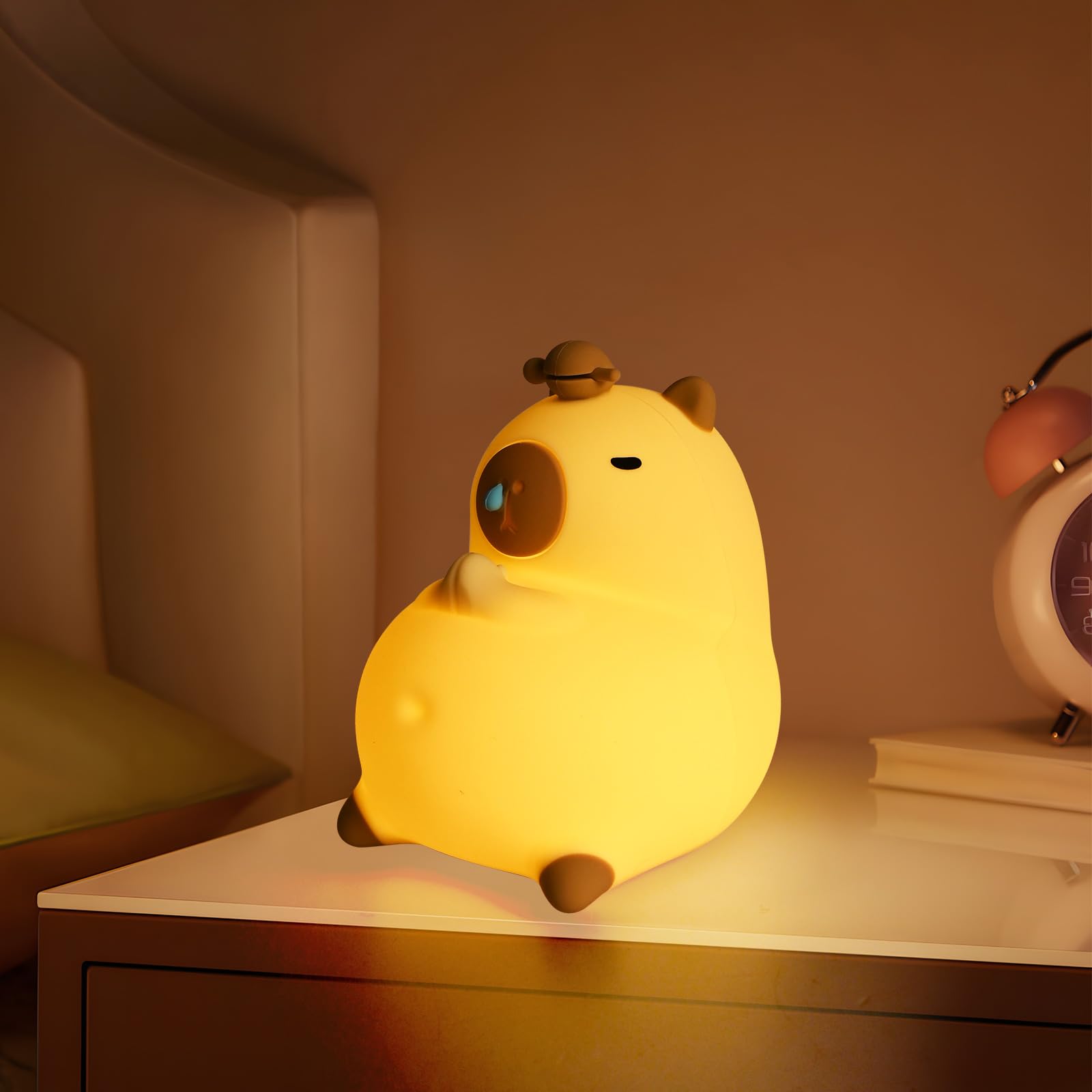 Cecombine Girls Capybara Cute Night Light, Dimmable Lamps Bedroom Accessories, Rechargeable Animal Lamp, With Timer, Soft Silicone Led Night Lights For Baby Children Room Decoration, Birthday Gift