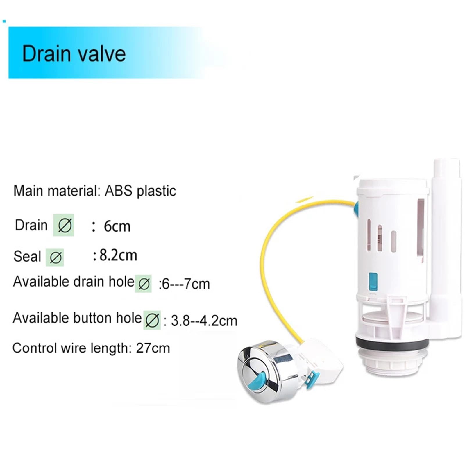 MéCanisme De Chasse D'Eau 3/8" Toilet Fitting Flush Valve Sets Line Control Set Water Hunting Split Interior Tank Kit Drain Fittings(One piece drain valve)