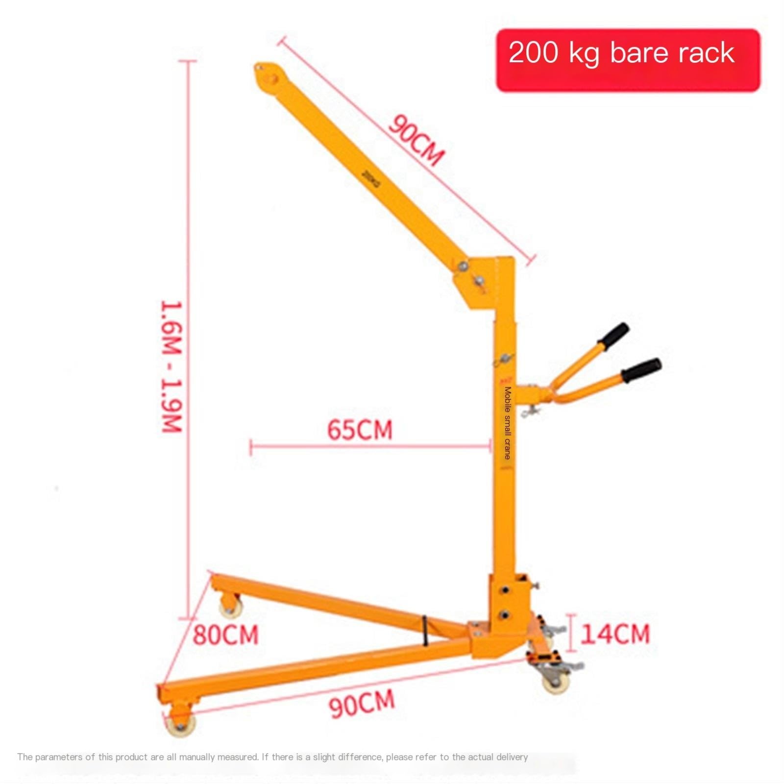 Mobiler, Handbetriebener Kleinkran, Tragbarer Haushalts-Kleinkran 1C(Nur Rahmen Bis 200 Kg)
