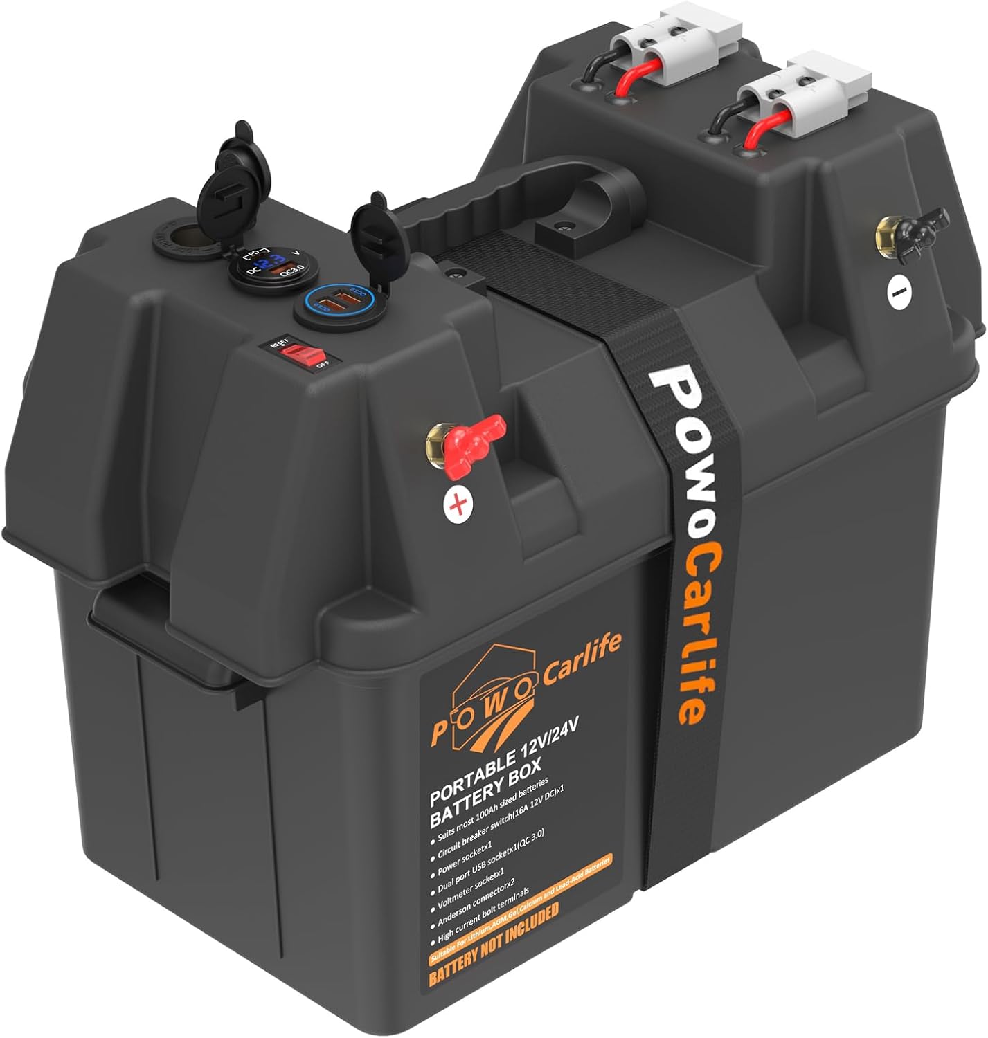 Smart Battery Box Power Center with USB and DC Ports, Group 
