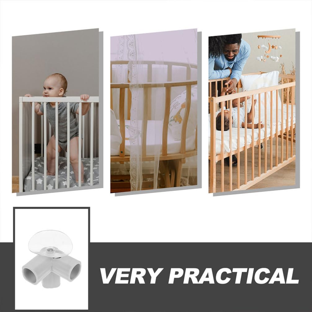 Abaodam Set 4 Pezzi Connettore a T in Pe per Recinti per Interni, Design con Ventosa, Facile Installazione per Area Giochi e Cancello di Sicurezza