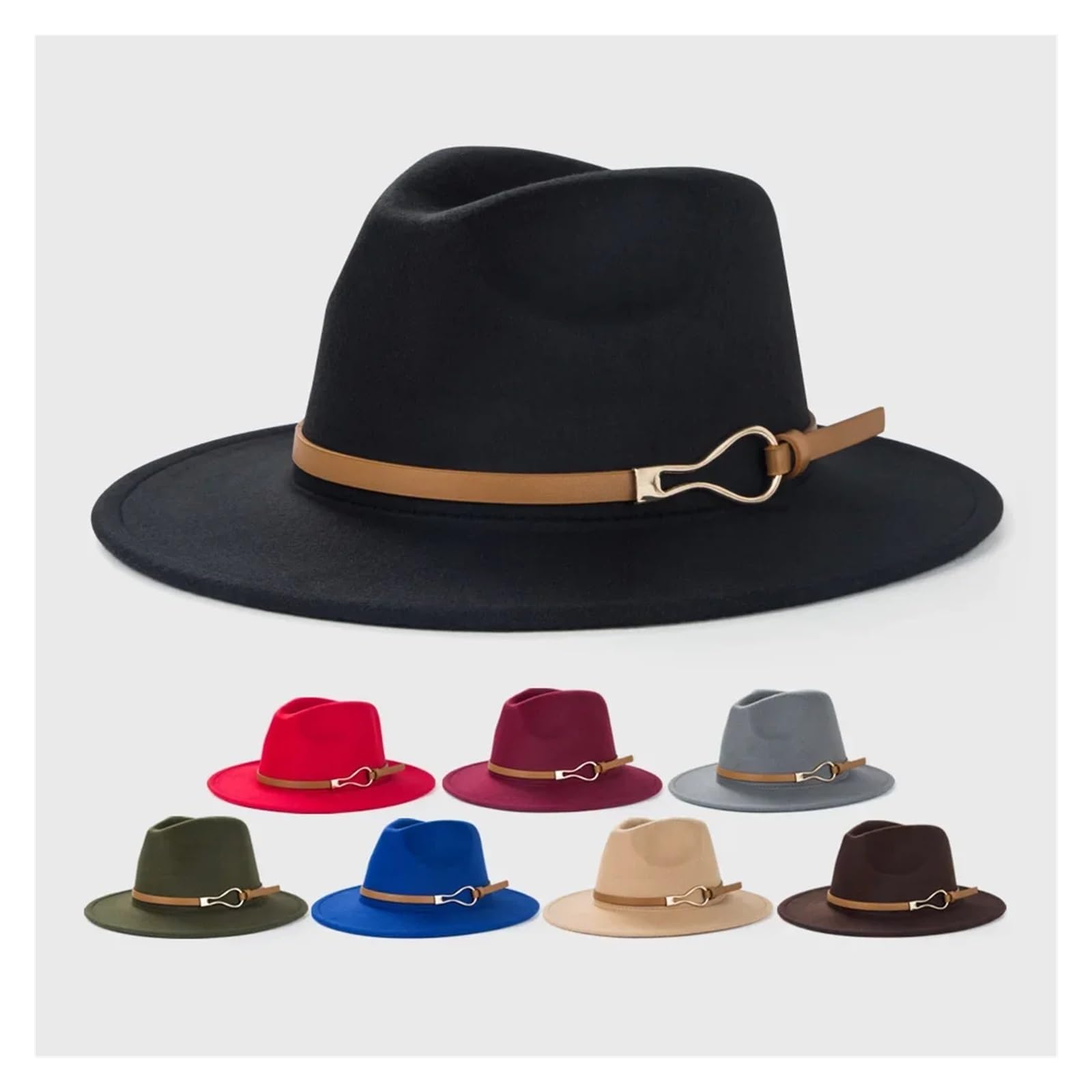 Fedora Uomo Cappello Fedora in lana da uomo autunno inverno berretto jazz a tesa larga imitazione lana da donna feltro da chiesa