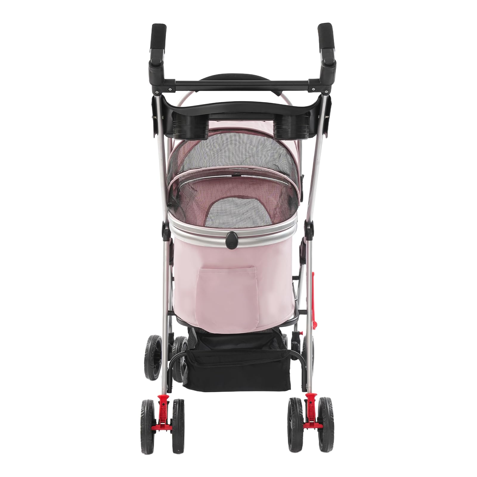 Poussette pliable pour chien avec roues universelles, pour chats et petits chiens, 50 x 60 cm (rose sakura)