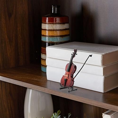 Miniatura 4 de Modelo de violonchelo en miniatura, adornos de madera para manualidades, mini réplica con estuche, regalo musical coleccionable para el hogar, café,