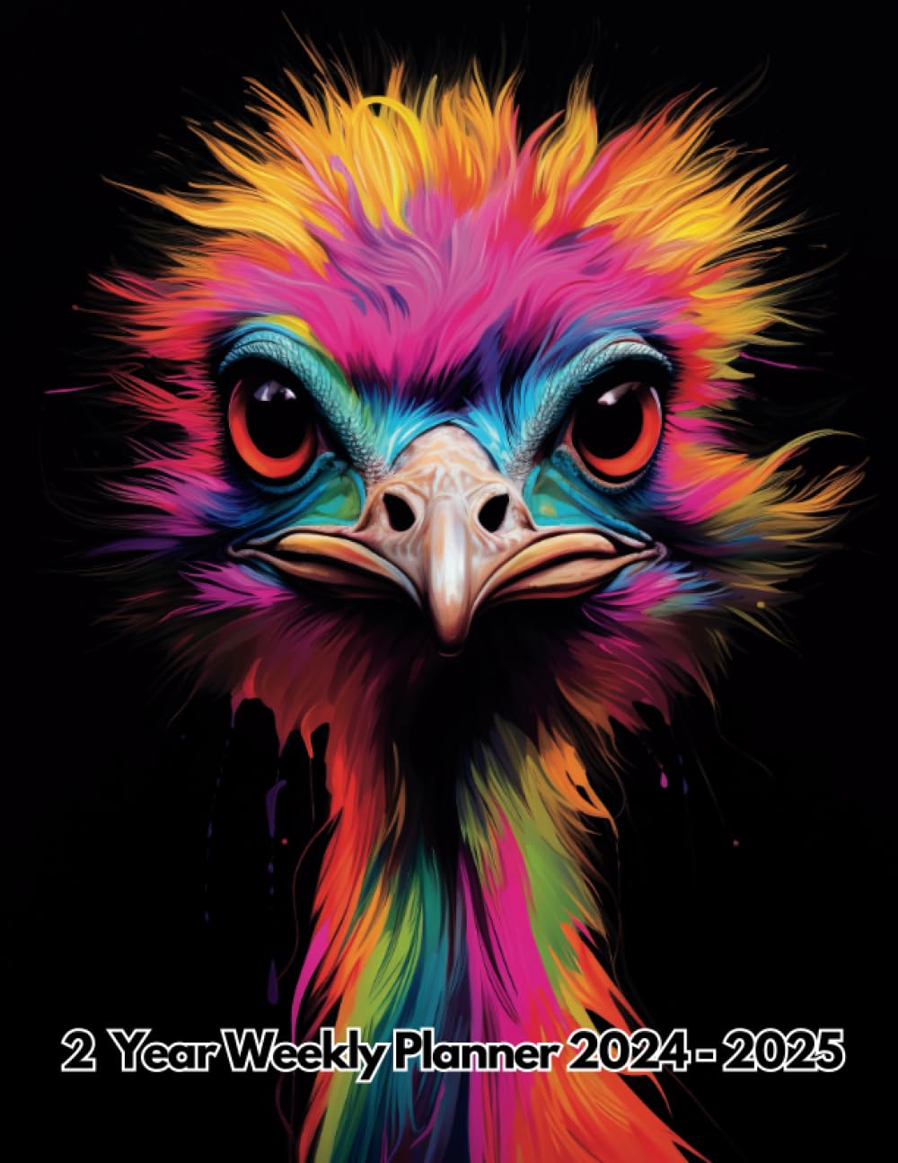 Oil Painted Abstract Ostrich 2 Year Weekly Planner 2024-2025: 104 Week Monday to Sunday ISO 8601 International Standard Calendar | For Back To School, ... African Savanna Lovers | 8.5 x 11 Inches | v2