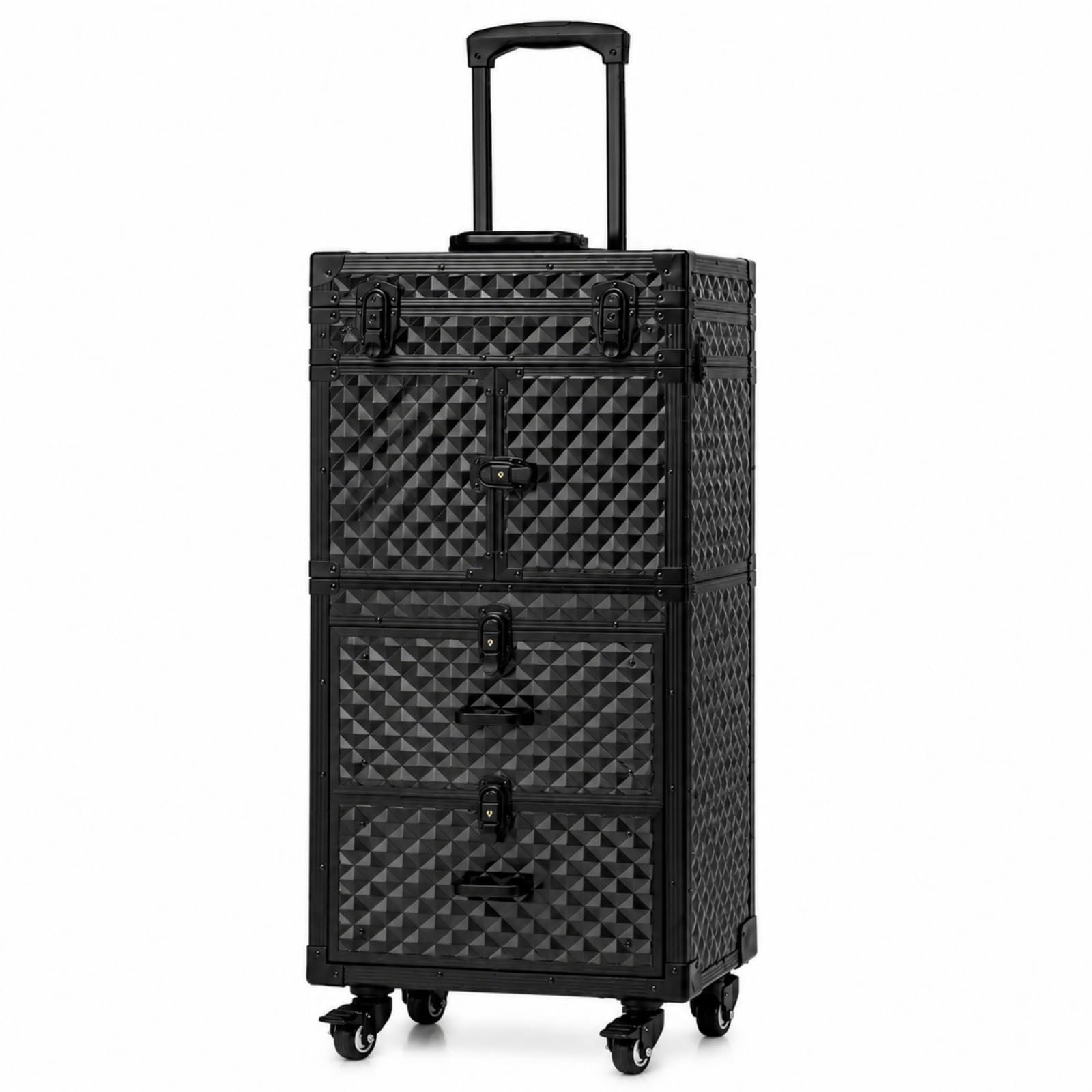 Kosmetikkoffer Trolley Make-up-Koffer mit 2 Schubladen und 2 Passwortschlössern Friseurkoffer Beauty Werkzeugkasten für professionelle Visagisten, Hairstylisten, Nagelkünstler